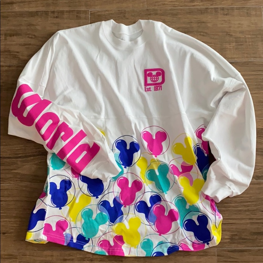 Disney world spirit jersey,  Long Sleeve Graphic Top - Pink & Multicolor